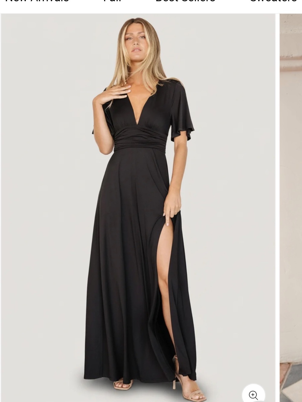 Baltic Born Black V-Neck Maxi Dress with High Side Slit